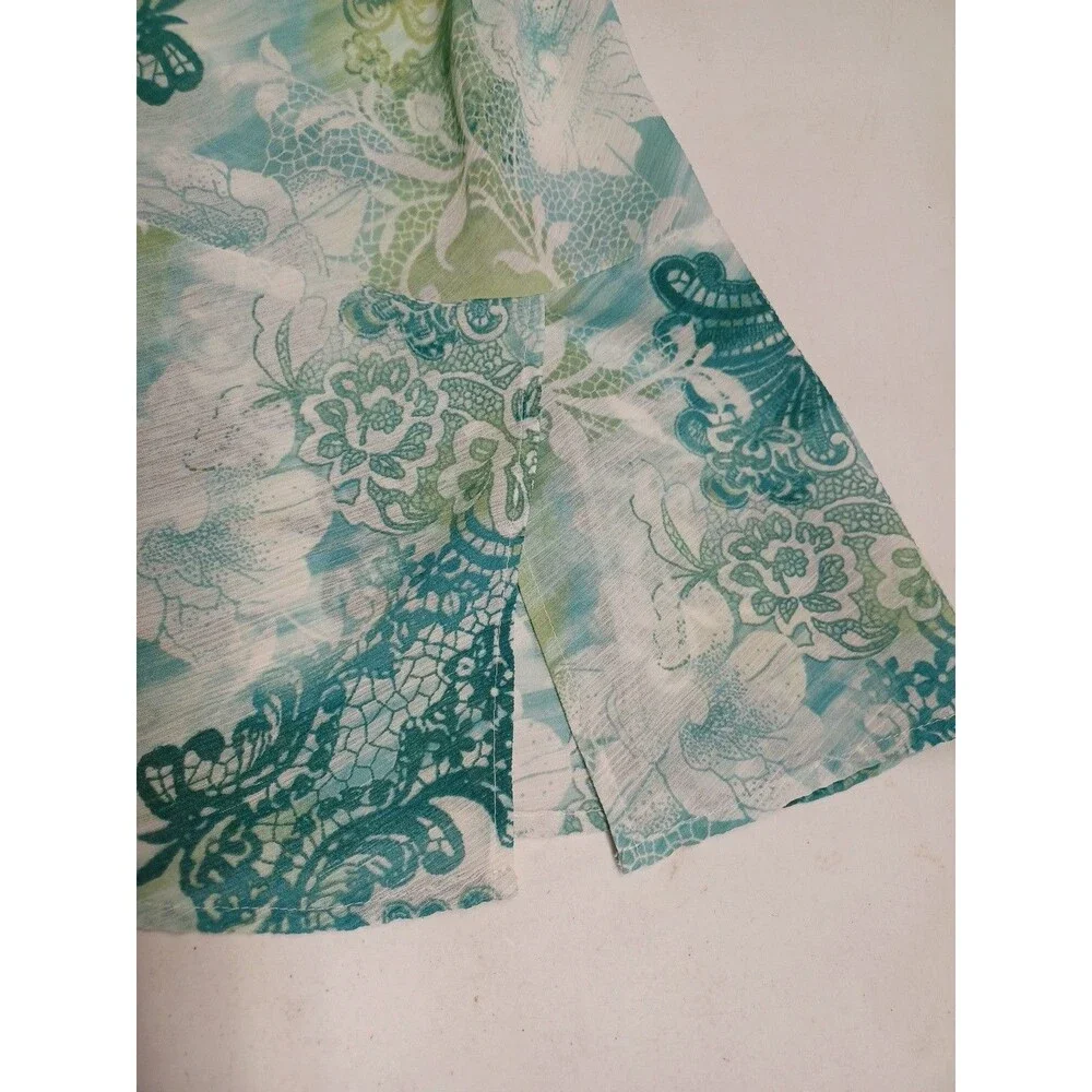 Vtg Alfred Dunner Skirt 10 Green Floral Ruffle Dainty Soft Girl Flowy Y2K